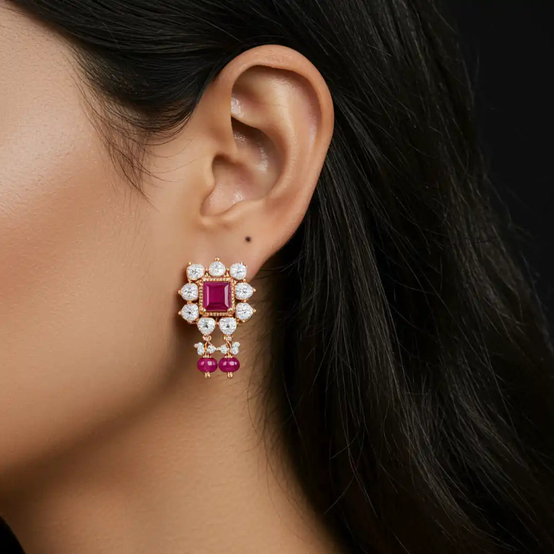 Gajaah 925 Sterling Silver Ruby  Necklace & Earrings Set – Pure Silver Bridal & Festive Jewellery for Women Gajaah