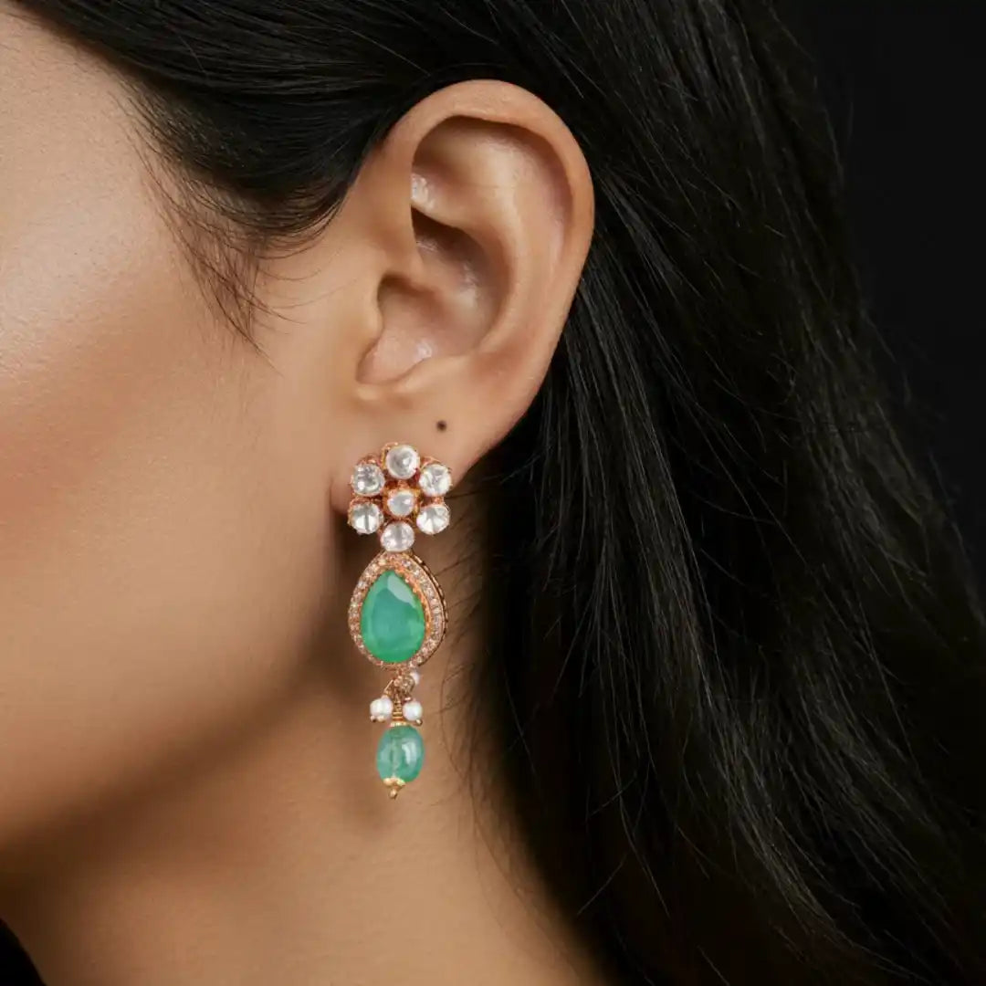 Gajaah 925 Sterling Silver Emerald Necklace & Earrings Set – Pure Silver Bridal & Festive Jewellery for Women Gajaah