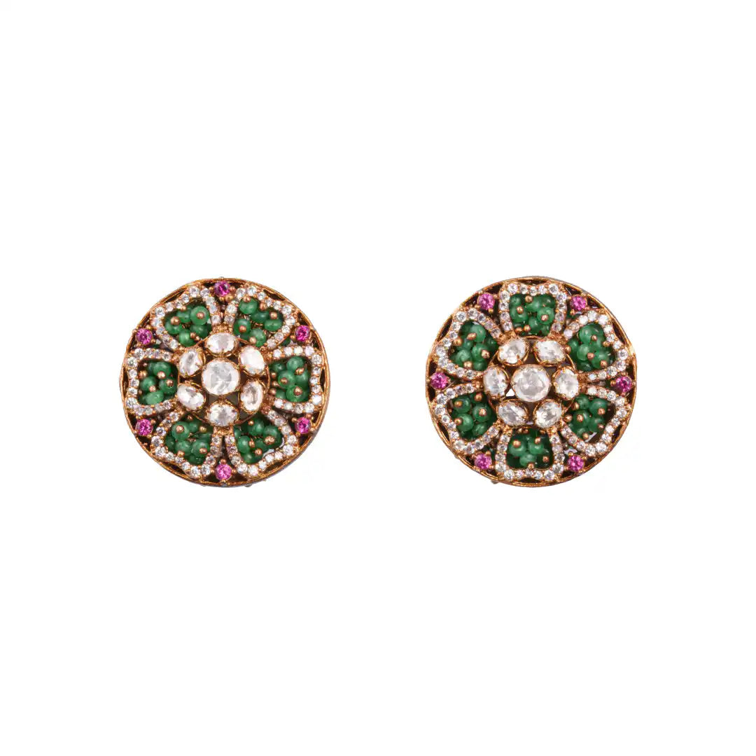 Gajaah 925 Sterling Silver Emerald Stone Necklace & Earrings Set – Premium Pure Silver Bridal & Festive Jewellery Gajaah