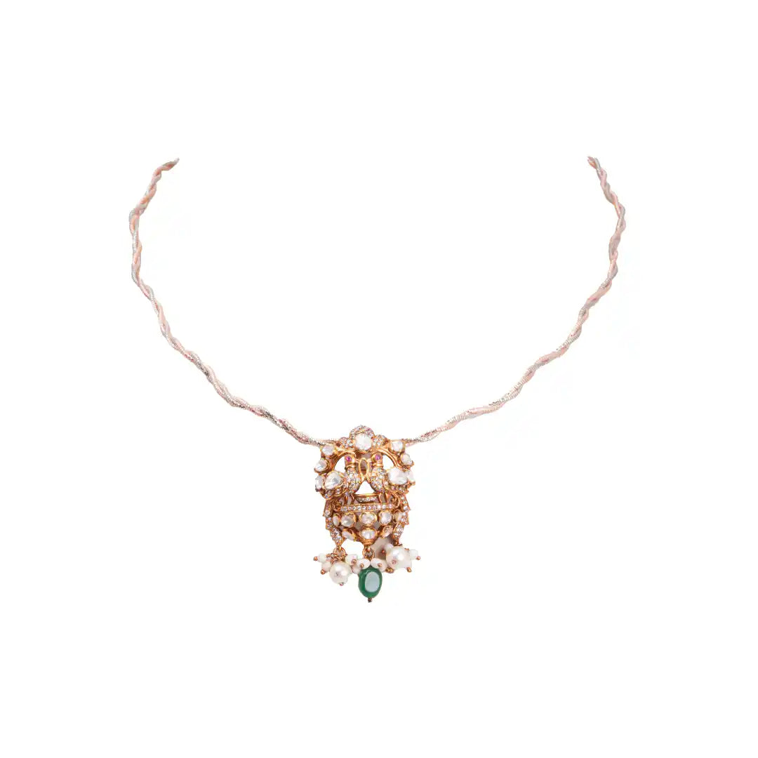Gajaah 925 Sterling Silver Emerald Stone Pendant – Pure Silver Crystal Pendant for Women Gajaah