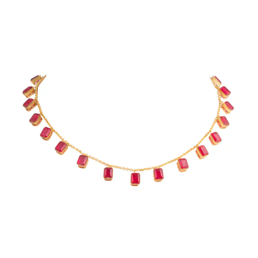 Gajaah 925 Silver Kundan Necklace with Ruby Enamel | Gold-Plated Jhumki Pendant | Lightweight Traditional Ethnic Jewellery for Women Gajaah