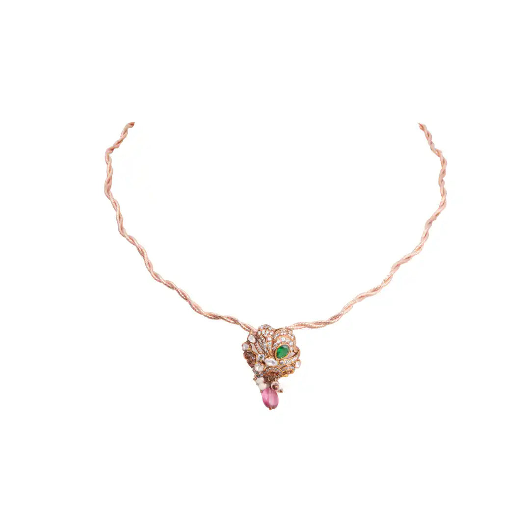 Gajaah 925 Sterling Silver Emerald Crystal Pendant – Pure Silver Green Stone Pendant for Women Gajaah