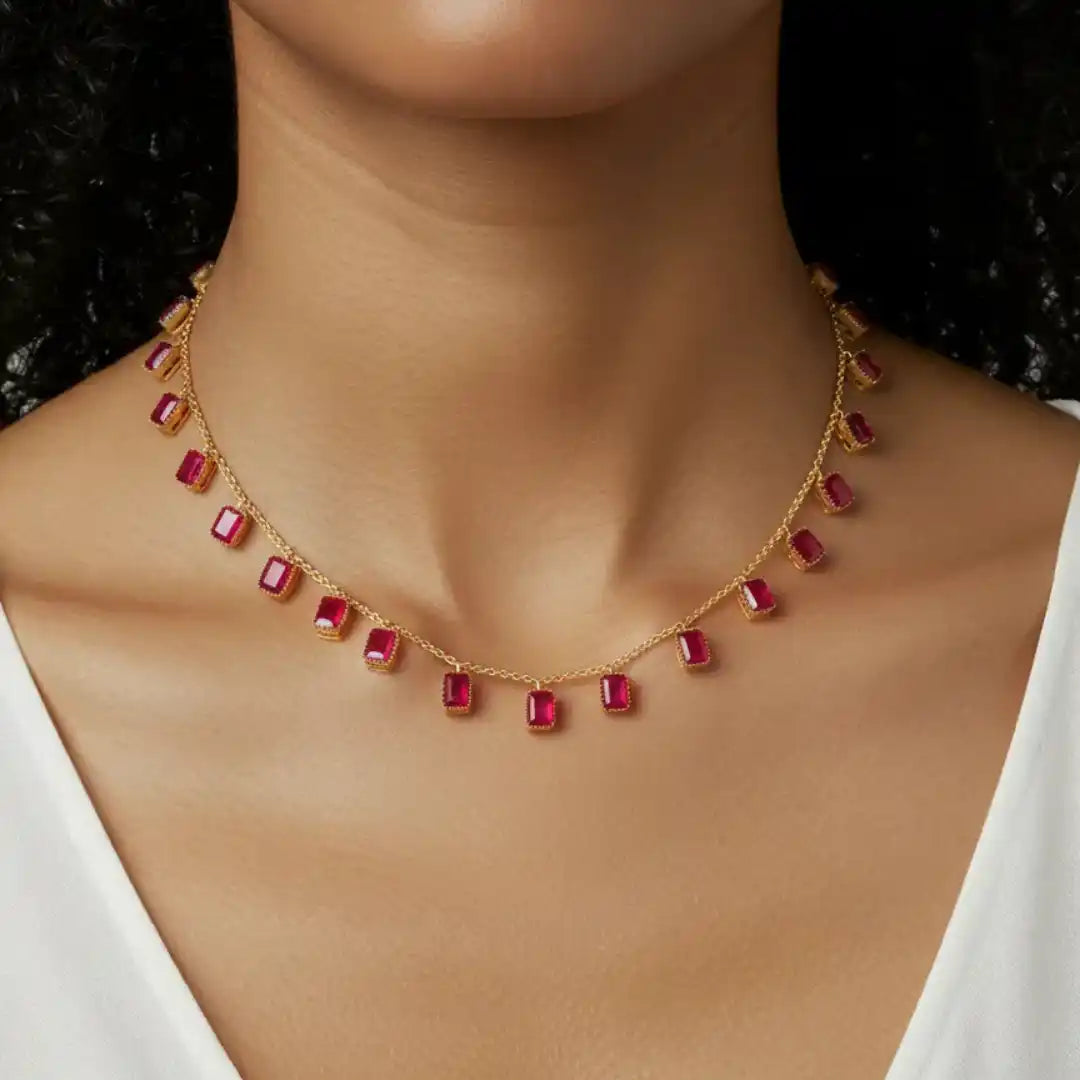 Gajaah 925 Silver Kundan Necklace with Ruby Enamel | Gold-Plated Jhumki Pendant | Lightweight Traditional Ethnic Jewellery for Women Gajaah