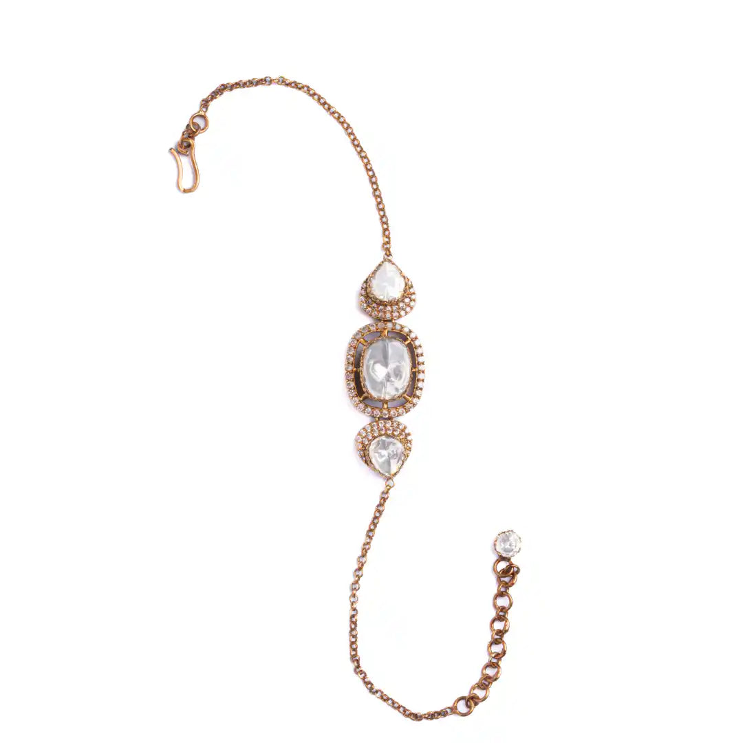 Elegant silver bracelet with clear gemstones and delicate chain design