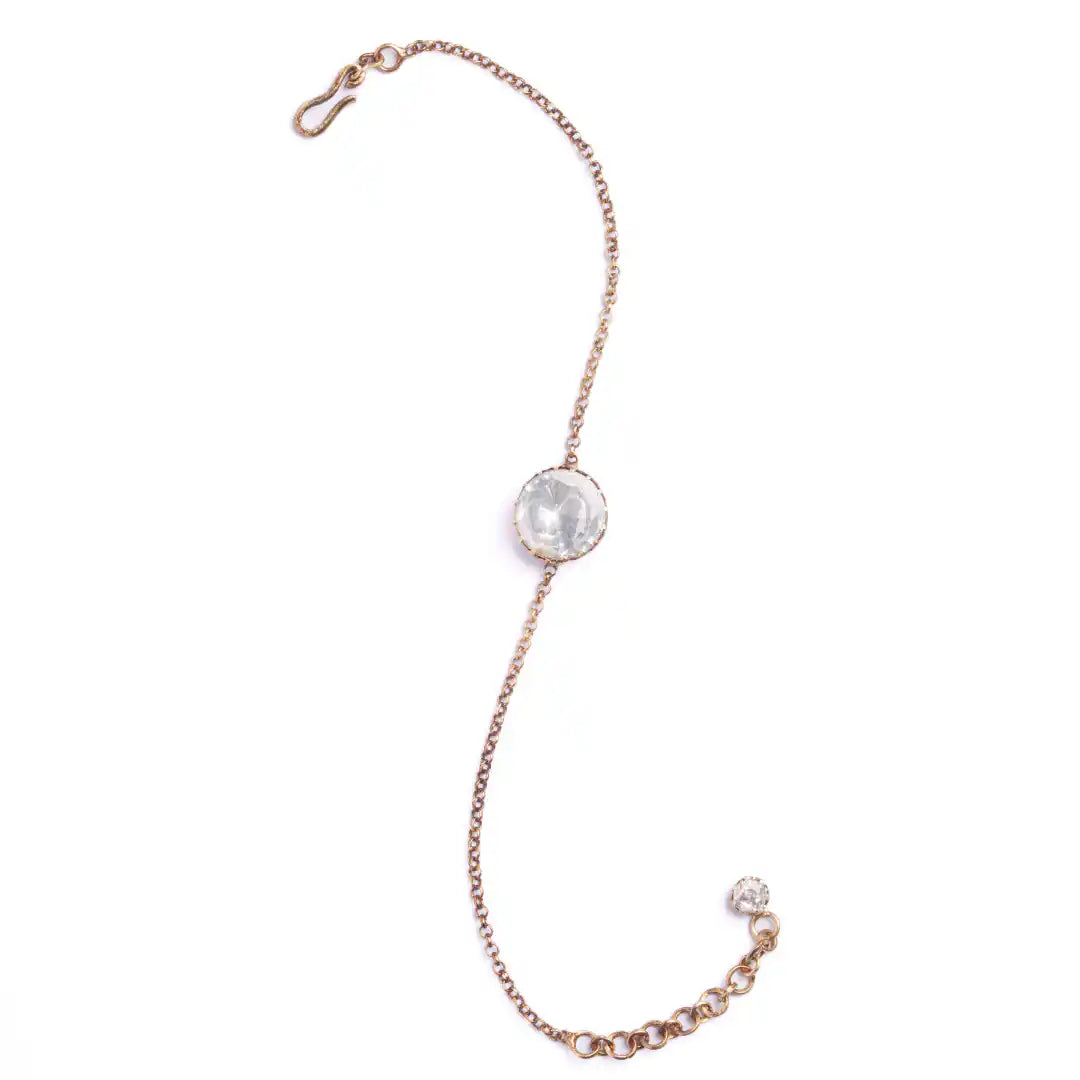 Delicate silver chain bracelet with clear gemstone, elegant minimalist design for women