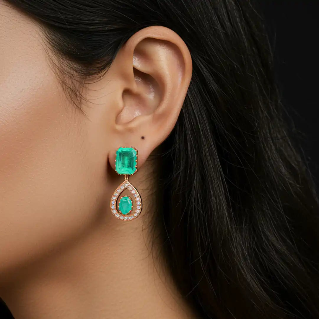 Gajaah 925 Silver Green Stone Necklace | Gold-Plated CZ Choker | Festive & Bridal Ethnic Jewellery for Women Gajaah