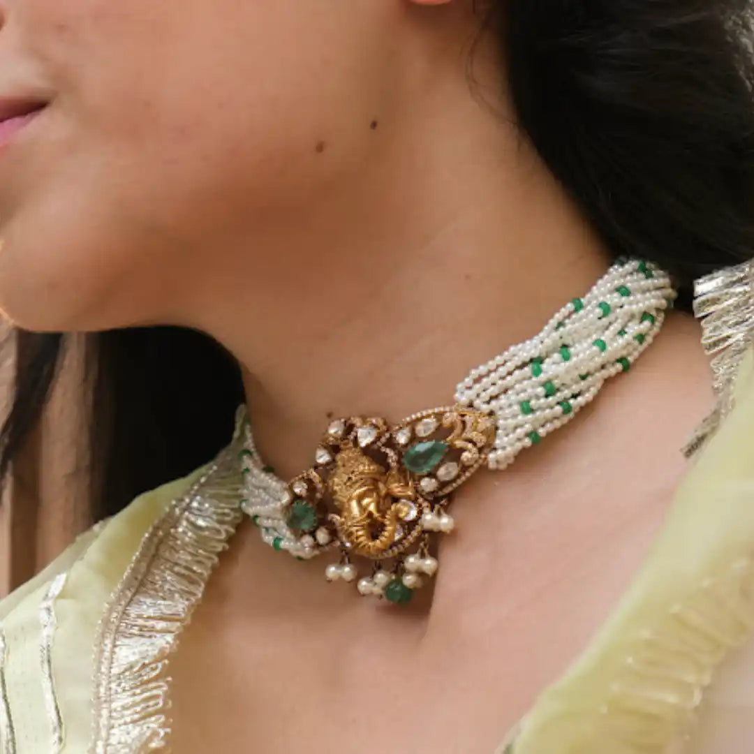Gajaah 925 Silver Kundan Necklace – Handcrafted Gold-Plated Ruby Enamel Pendant for Women Gajaah