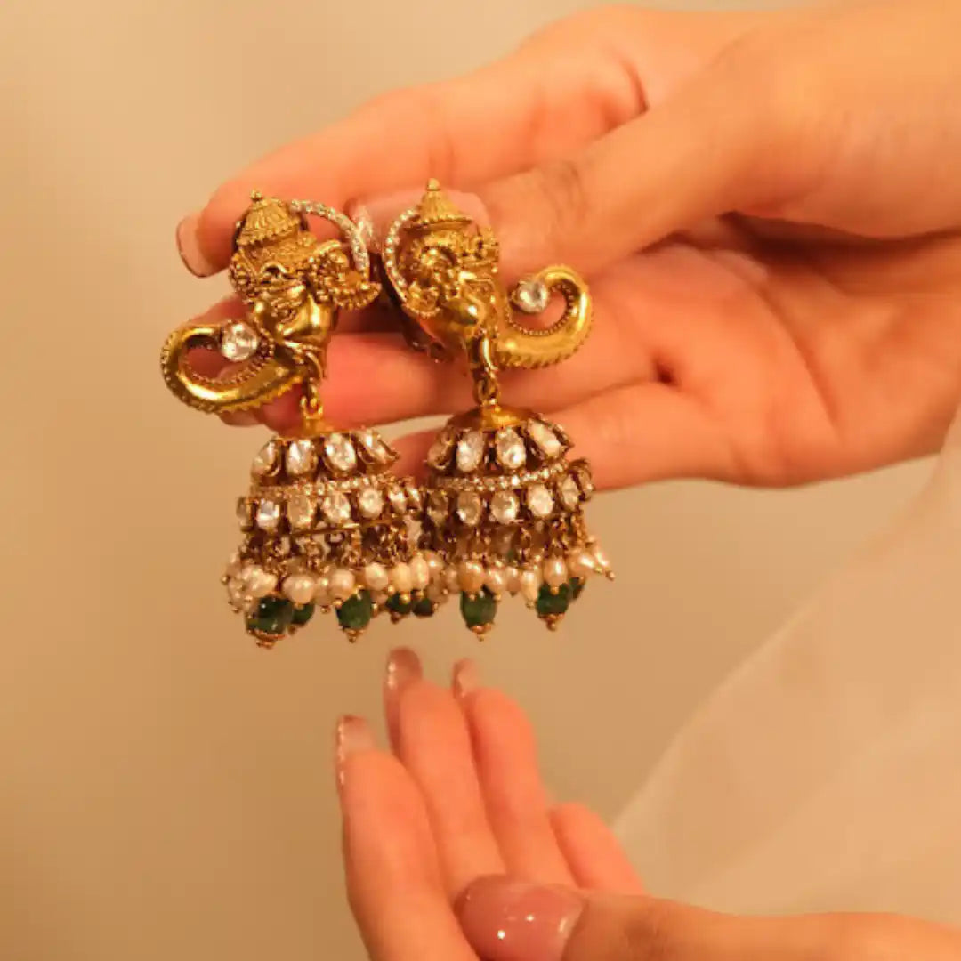 Gajaah 925 Silver Kundan Necklace for Women | Handcrafted Gold-Plated Statement Pendant | Luxury Silver Jewellery India Gajaah