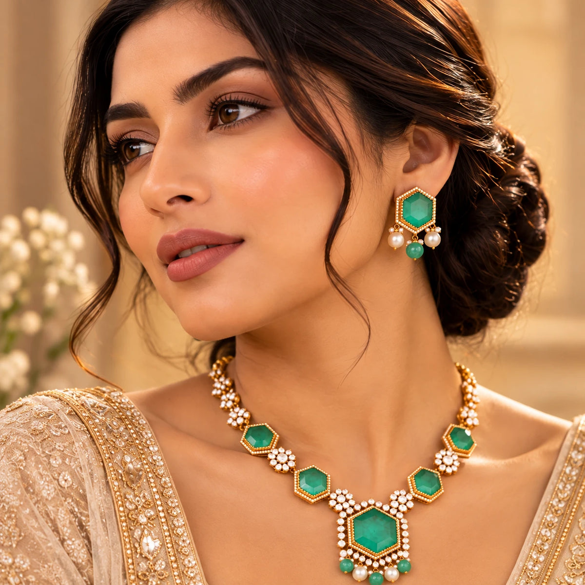 Elegant Gajaah 925 silver Kundan necklace with handcrafted enamel and ruby pendant, gold-plated traditional jewelry for women.