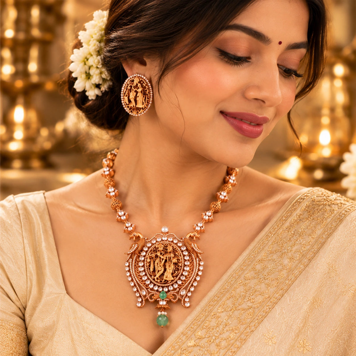 Gajaah 925 sterling silver Kundan necklace with ruby enamel, gold-plated traditional jewelry for women, featuring intricate design.