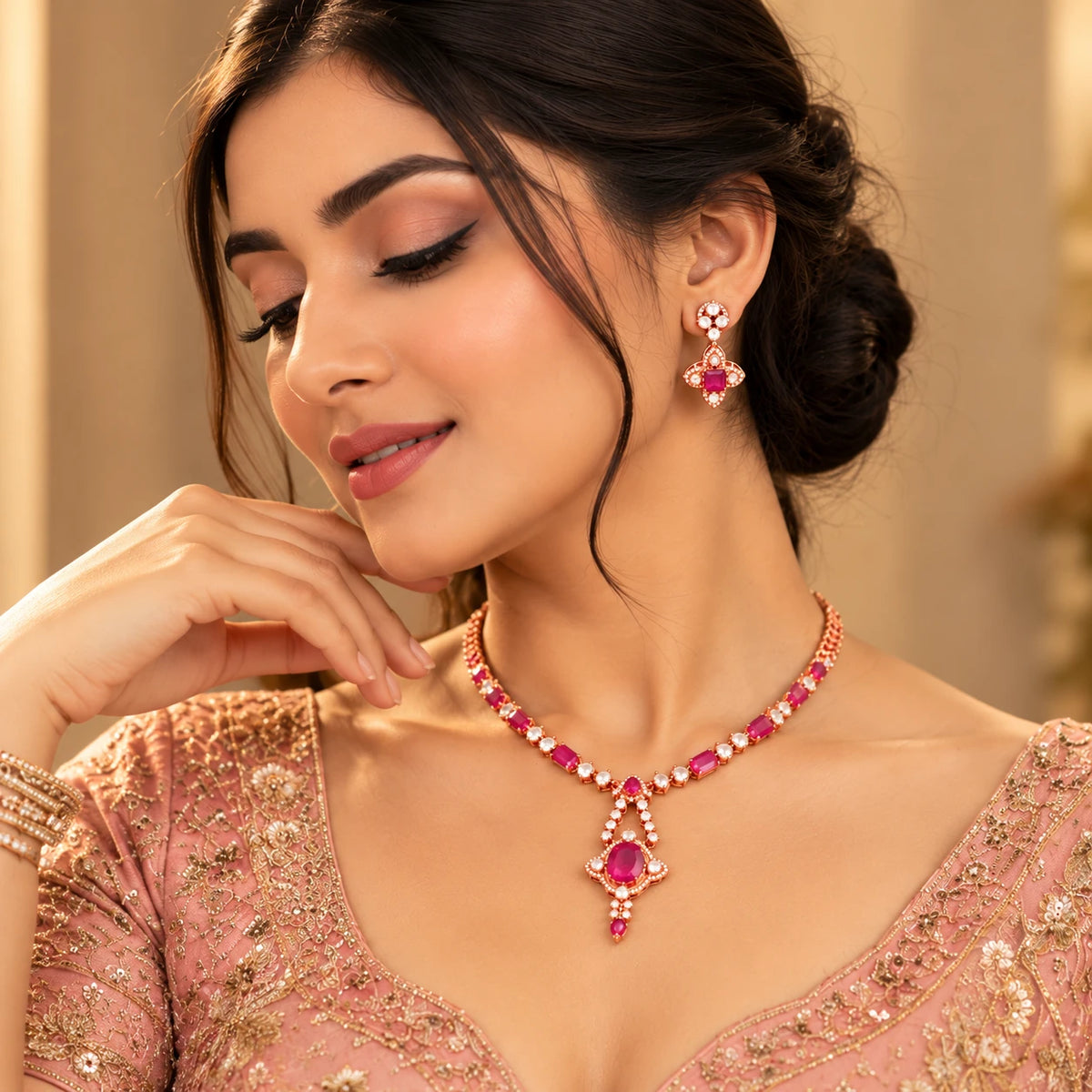 Gajaah 925 sterling silver necklace and earrings set featuring elegant, pure silver jewelry for women, perfect for daily wear.