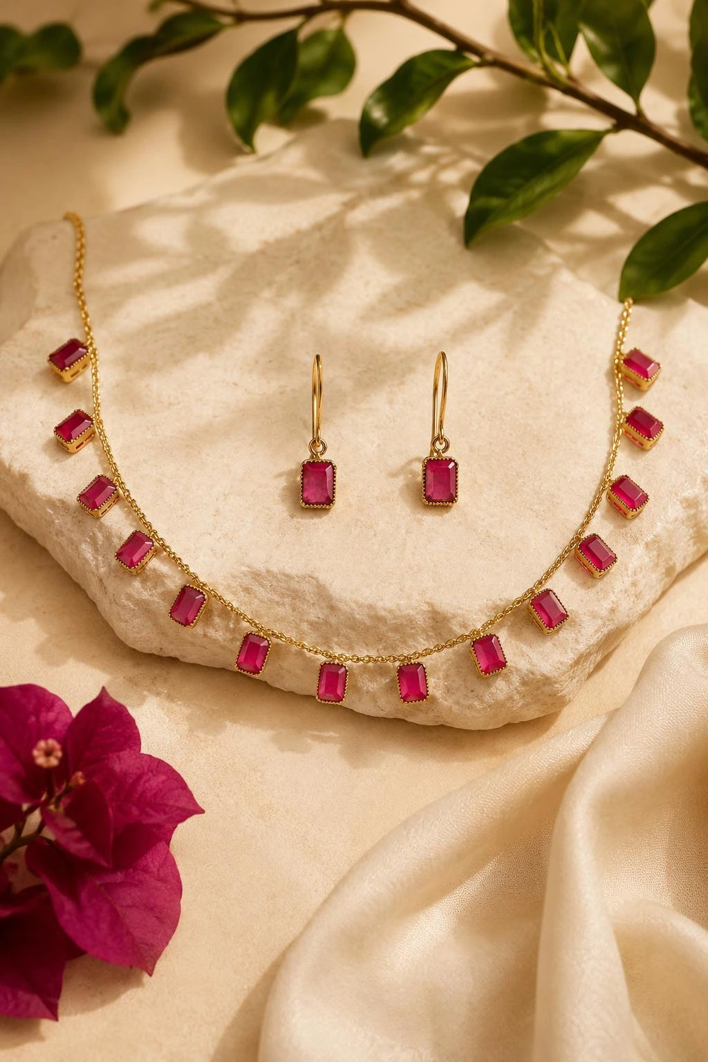 Gajaah 925 silver Kundan necklace with ruby enamel, gold-plated jhumki pendant, traditional ethnic jewelry for women